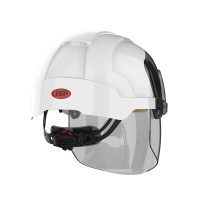 SAFETY HELMET WITH INTEGRATED FACESHIELD JSP EVO VISTASHIELD VENTED SMOKE WHITE UK