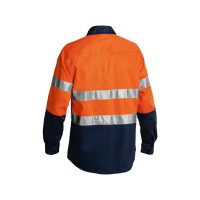 BISLEY BT6456_TT02 MENS WORKWEAR SHIRT LS DRILL TAPE ORANGE_NAVY 2