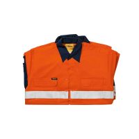 BISLEY BT6456_TT02 MENS WORKWEAR SHIRT LS DRILL TAPE ORANGE_NAVY 3