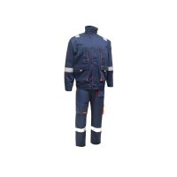 COVERALL SHIRT & PANT EUROPEAN SAFE STEP 235GSM NAVY BLUE + ORANGE front