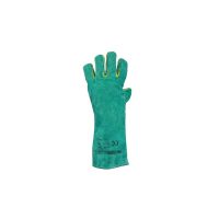 LEATHER WELDING GLOVES GREEN WITH PIPING AND PATCH (GOOD QUALITY)