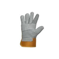 Leather Gloves Short with Yellow Grey Cuff (M1-8)-2