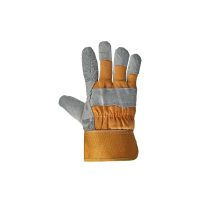 Leather Gloves Short with Yellow Grey Cuff (M1-8)