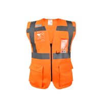 SAFETY REFLECTIVE VEST POCKETS WITH ZIP SAFESTEP LUMOS ZP 120GSM 4LINE ORANGE