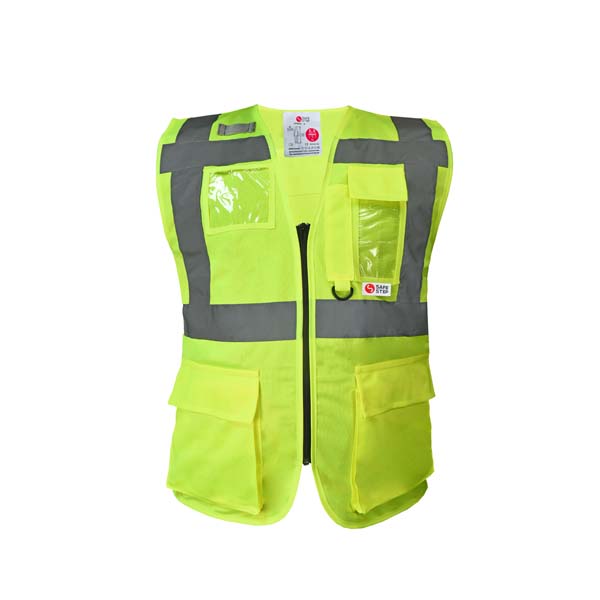SAFETY REFLECTIVE VEST POCKETS WITH ZIP SAFESTEP LUMOS ZP 120GSM 4LINE YELLOW