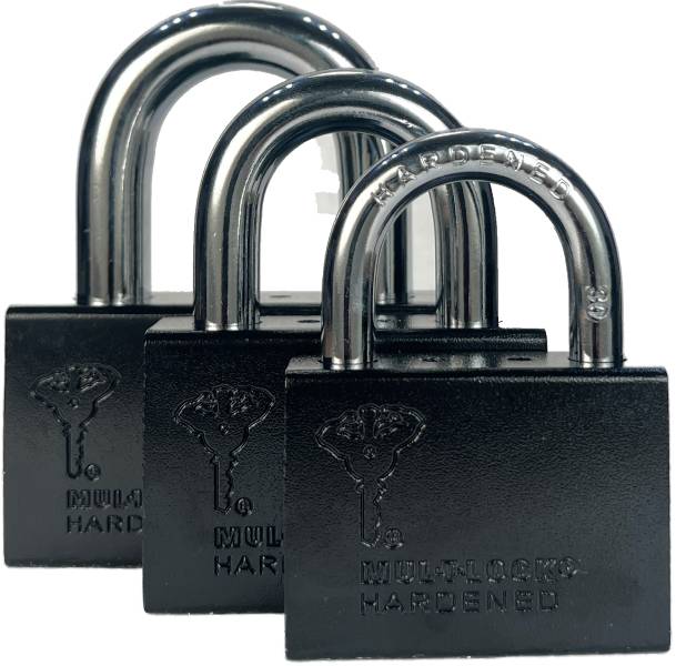 High-security Mul-T-Lock C-Series padlock with hardened steel body and boron alloy shackle.