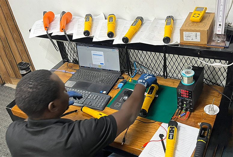 Technician with AlcoblowRapid Test undergoing calibration at the Safety and Security Centre