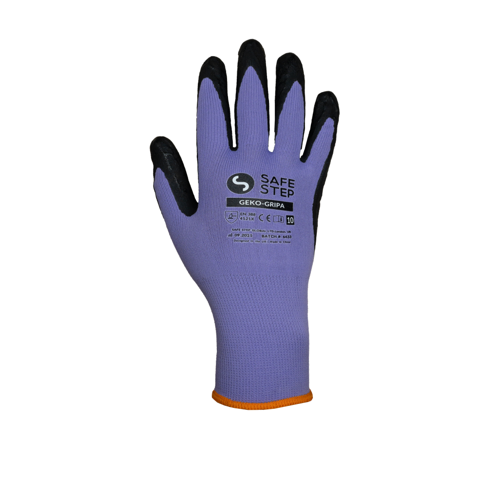 GEKO-GRIPA safety gloves with Geko palm coating for superior grip, abrasion resistance, and precision industrial handling.