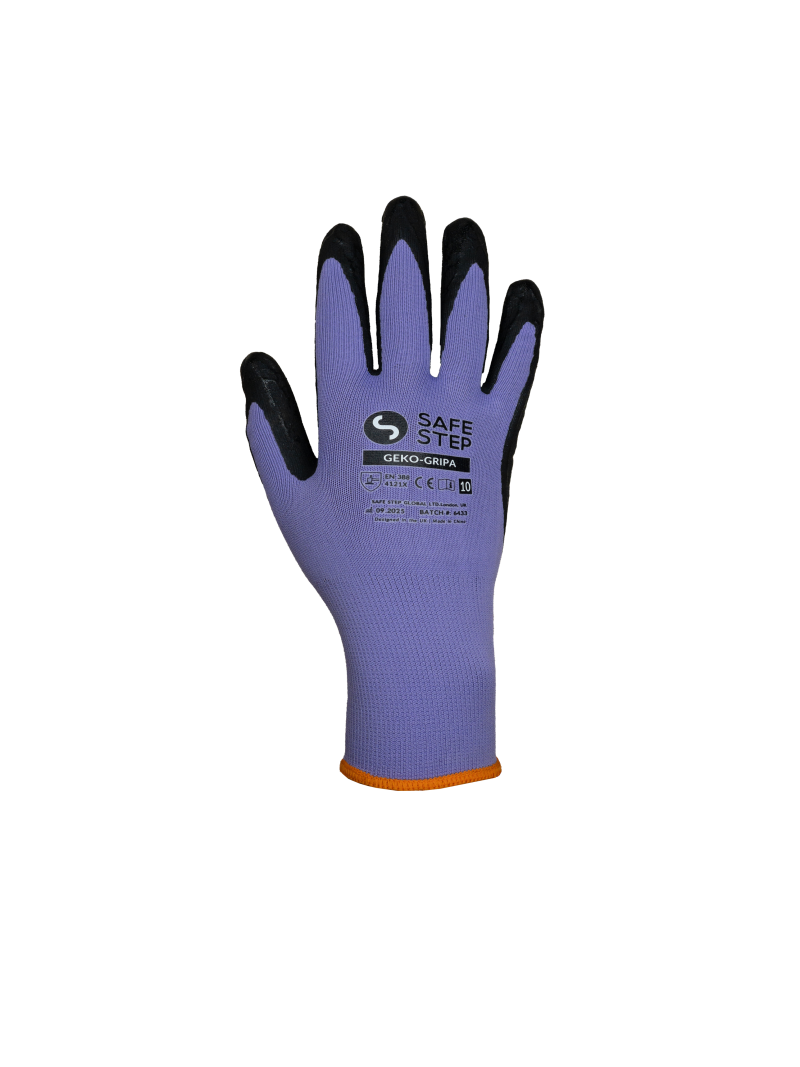 GEKO-GRIPA safety gloves with Geko palm coating for superior grip, abrasion resistance, and precision industrial handling.