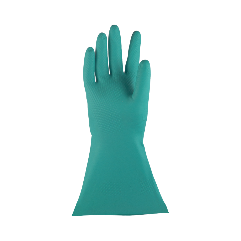 NITRIX 2 NITRIX nitrile chemical-resistant safety gloves with anti-slip grip and extended gauntlet cuff for industrial protection.