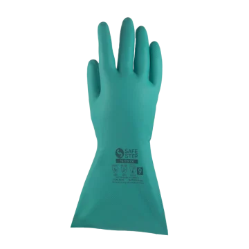 NITRIX nitrile chemical-resistant safety gloves with anti-slip grip and extended gauntlet cuff for industrial protection.